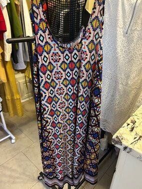 Multicolor Geometric Print Sleeveless Maxi Dress - Women